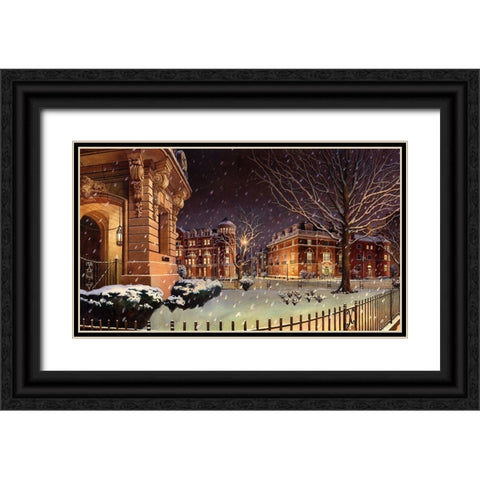 Washington Chronicle New Hampshire Avenue Black Ornate Wood Framed Art Print with Double Matting by Wang, John Z.