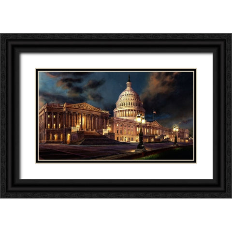 Washington Chronicle Capitol  Black Ornate Wood Framed Art Print with Double Matting by Wang, John Z.