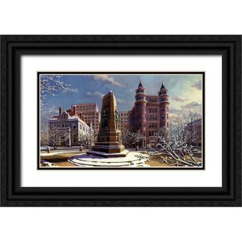 Washington Chronicle Indiana Plaza Black Ornate Wood Framed Art Print with Double Matting by Wang, John Z.