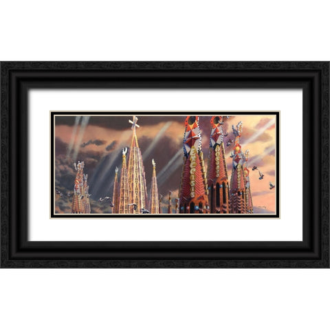 Towers of La Sagrada Familia Black Ornate Wood Framed Art Print with Double Matting by Wang, John Z.