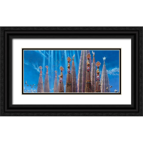 Towers of La Sagrada Familia II Black Ornate Wood Framed Art Print with Double Matting by Wang, John Z.