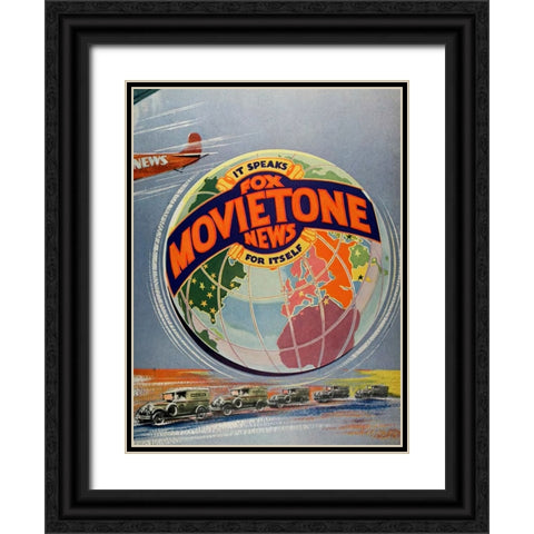 Fox Movietone News-1929 Black Ornate Wood Framed Art Print with Double Matting by Vintage Hollywood Archive