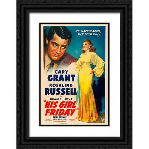 His Girl Friday-1940 Black Ornate Wood Framed Art Print with Double Matting by Vintage Hollywood Archive