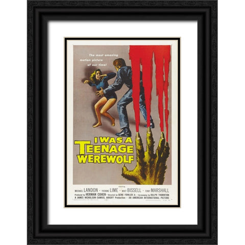 I Was a Teenage Werewolf-1957 Black Ornate Wood Framed Art Print with Double Matting by Vintage Hollywood Archive