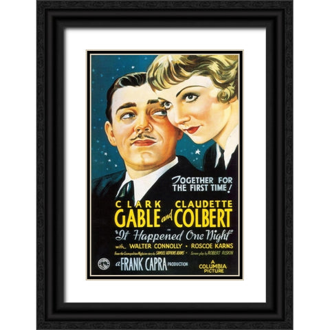It Happened One Night Black Ornate Wood Framed Art Print with Double Matting by Vintage Hollywood Archive