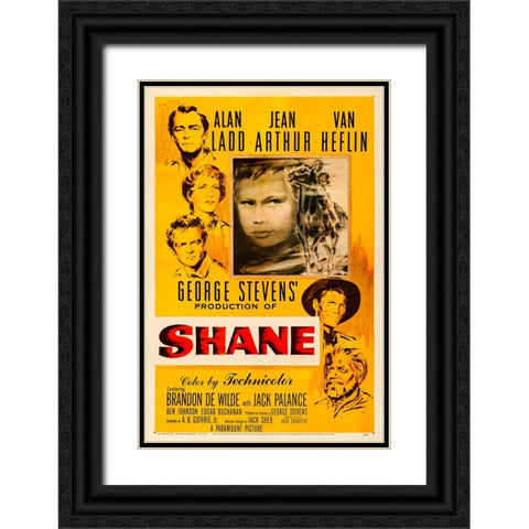 Shane-1953 Black Ornate Wood Framed Art Print with Double Matting by Vintage Hollywood Archive