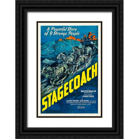 Stagecoach-1939 Black Ornate Wood Framed Art Print with Double Matting by Vintage Hollywood Archive