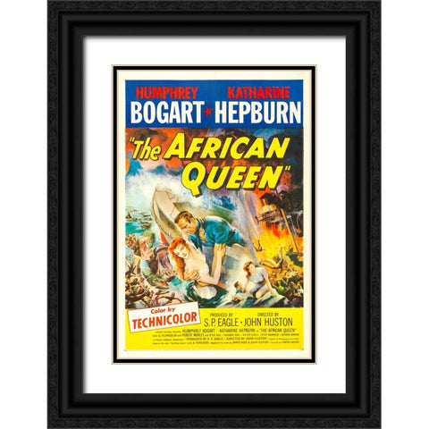 The African Queen-1952 Black Ornate Wood Framed Art Print with Double Matting by Vintage Hollywood Archive