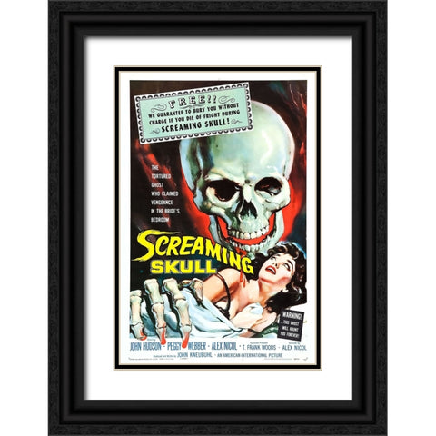 The Screaming Skull Black Ornate Wood Framed Art Print with Double Matting by Vintage Hollywood Archive