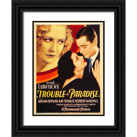 Trouble in Paradise-1932 Black Ornate Wood Framed Art Print with Double Matting by Vintage Hollywood Archive