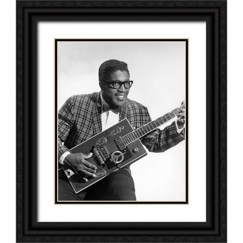 Bo Diddley-1957 Black Ornate Wood Framed Art Print with Double Matting by Vintage Music Archive