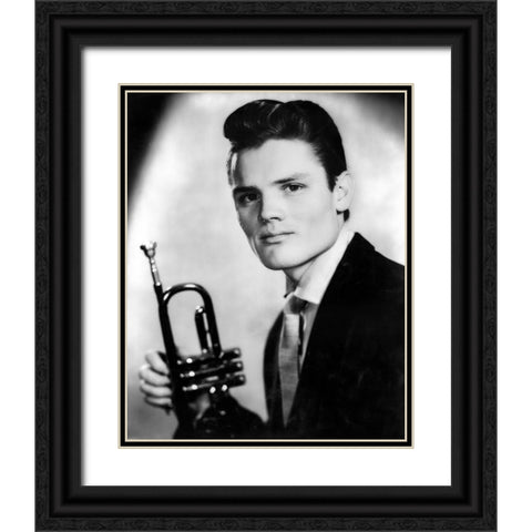 Chet Baker-1955 Black Ornate Wood Framed Art Print with Double Matting by Vintage Music Archive