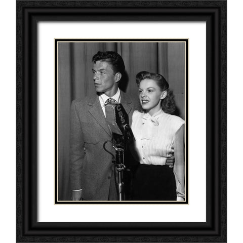 Frank Sinatra and Judy Garland-1944 Black Ornate Wood Framed Art Print with Double Matting by Vintage Music Archive