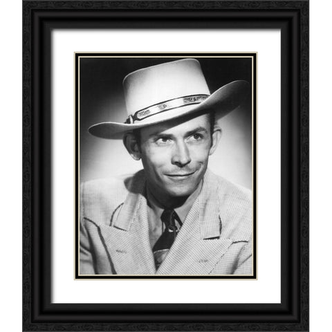 Hank Williams Black Ornate Wood Framed Art Print with Double Matting by Vintage Music Archive