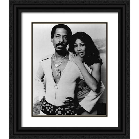 Ike And Tina Turner-1974 Black Ornate Wood Framed Art Print with Double Matting by Vintage Music Archive
