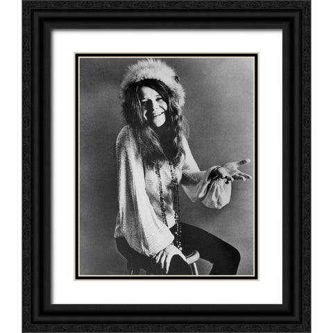 Janis Joplin-1970 Black Ornate Wood Framed Art Print with Double Matting by Vintage Music Archive