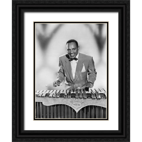 Lionel Hampton Black Ornate Wood Framed Art Print with Double Matting by Vintage Music Archive
