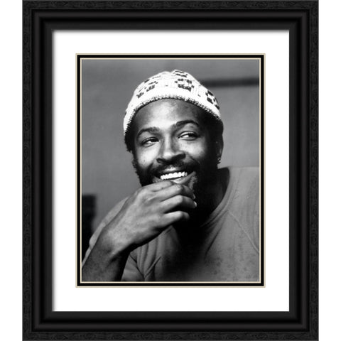 Marvin Gaye-1973 Black Ornate Wood Framed Art Print with Double Matting by Vintage Music Archive
