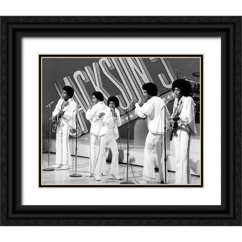 The Jackson 5-1972 Black Ornate Wood Framed Art Print with Double Matting by Vintage Music Archive