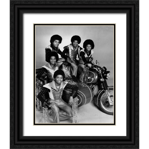 The Jacksons-1977 Black Ornate Wood Framed Art Print with Double Matting by Vintage Music Archive