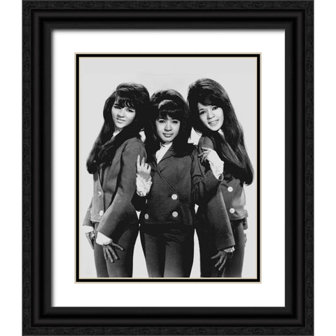 The Ronettes-1966 Black Ornate Wood Framed Art Print with Double Matting by Vintage Music Archive