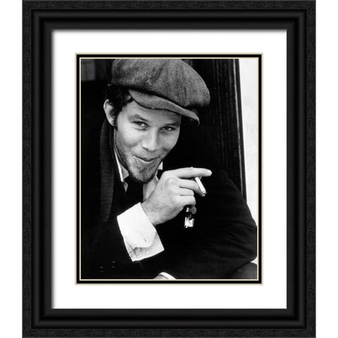 Tom Waits-1974 Black Ornate Wood Framed Art Print with Double Matting by Vintage Music Archive