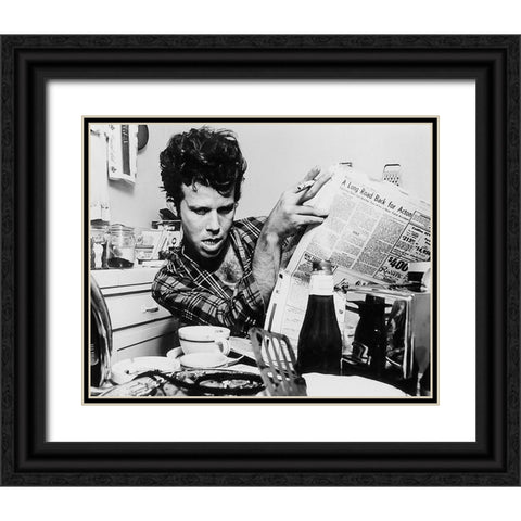 Tom Waits-1979 Black Ornate Wood Framed Art Print with Double Matting by Vintage Music Archive