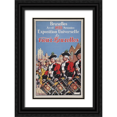 Brussels-1935 Black Ornate Wood Framed Art Print with Double Matting by Worlds Fair Posters