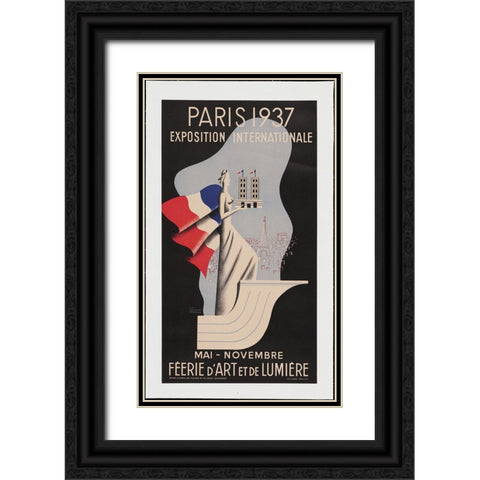 Paris-1937-Lady Black Ornate Wood Framed Art Print with Double Matting by Worlds Fair Posters