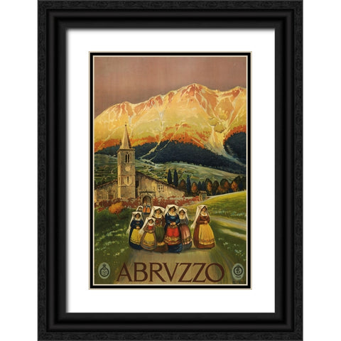 Abrvzzo-Italy Black Ornate Wood Framed Art Print with Double Matting by Vintage Travel Posters