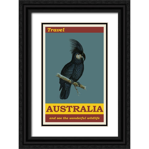 Australia Travel Poster Black Ornate Wood Framed Art Print with Double Matting by Vintage Travel Posters
