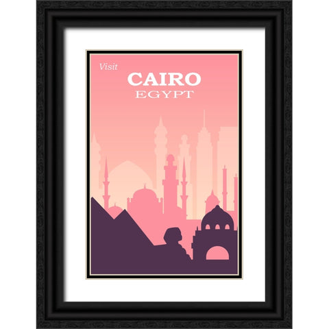 Cairo Travel Poster Black Ornate Wood Framed Art Print with Double Matting by Vintage Travel Posters
