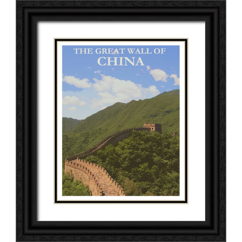 China The Great Wall Travel Poster Black Ornate Wood Framed Art Print with Double Matting by Vintage Travel Posters