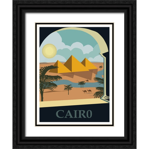 Egypt Cairo Travel Poster Black Ornate Wood Framed Art Print with Double Matting by Vintage Travel Posters