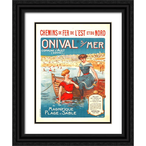 Onival Sur Mer-French Vintage Poster Black Ornate Wood Framed Art Print with Double Matting by Vintage Travel Posters