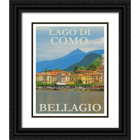 Lake Como Italy Travel Poster Black Ornate Wood Framed Art Print with Double Matting by Vintage Travel Posters