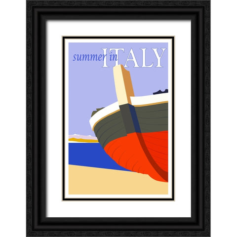 Summer in Italy Travel Poster Black Ornate Wood Framed Art Print with Double Matting by Vintage Travel Posters