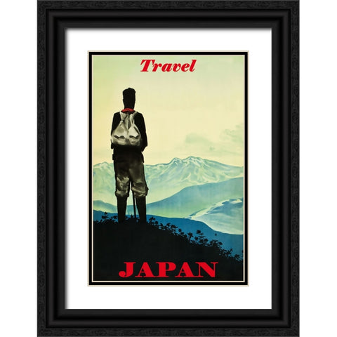 Japan Travel Poster Black Ornate Wood Framed Art Print with Double Matting by Vintage Travel Posters