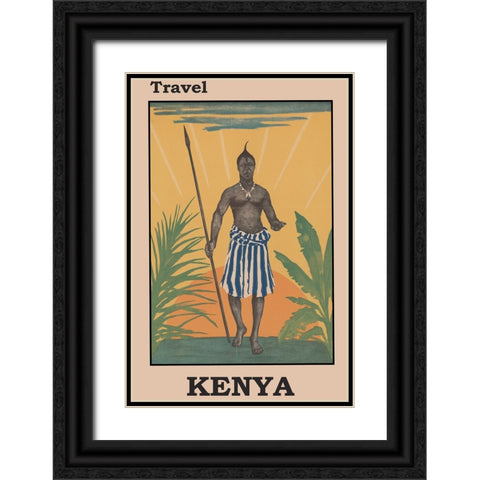 Kenya Africa Travel Poster Black Ornate Wood Framed Art Print with Double Matting by Vintage Travel Posters