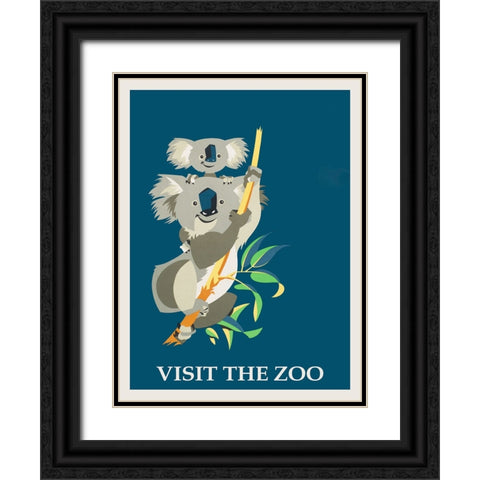 Koala Bear Zoo Black Ornate Wood Framed Art Print with Double Matting by Vintage Travel Posters