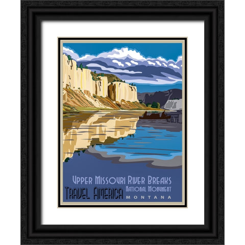Missouri River Montana Travel Poster Black Ornate Wood Framed Art Print with Double Matting by Vintage Travel Posters