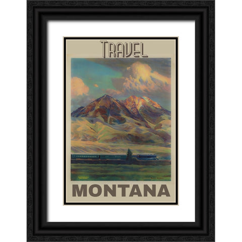 Montana Vintage Poster Black Ornate Wood Framed Art Print with Double Matting by Vintage Travel Posters