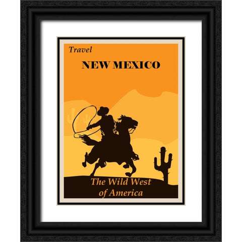 New Mexico Travel Poster Black Ornate Wood Framed Art Print with Double Matting by Vintage Travel Posters