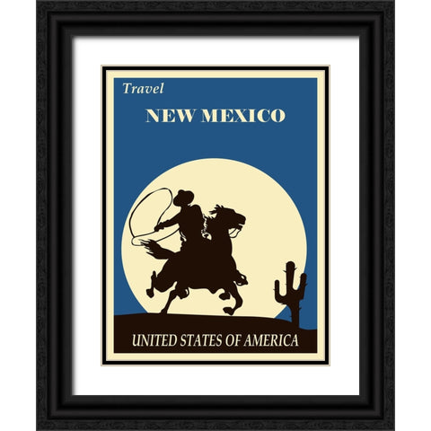 New Mexico Travel Poster Black Ornate Wood Framed Art Print with Double Matting by Vintage Travel Posters