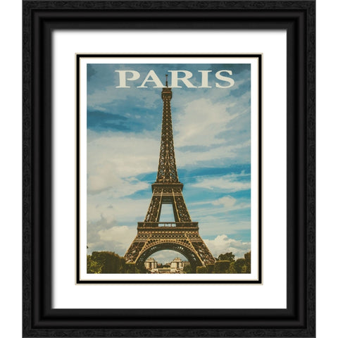 Paris France Travel Poster Black Ornate Wood Framed Art Print with Double Matting by Vintage Travel Posters