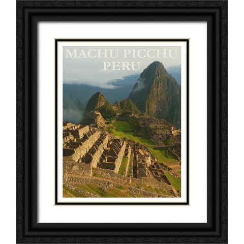 Machu Picchu Peru Travel Poster Black Ornate Wood Framed Art Print with Double Matting by Vintage Travel Posters