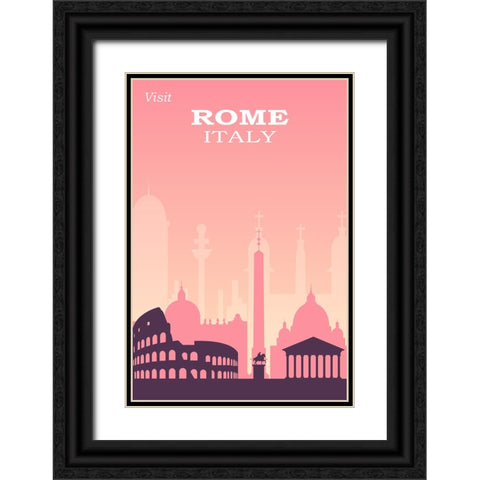 Rome Travel Poster Black Ornate Wood Framed Art Print with Double Matting by Vintage Travel Posters