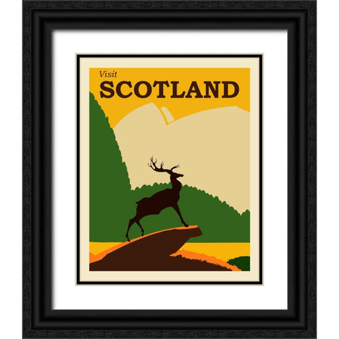 Scotland Travel Poster Black Ornate Wood Framed Art Print with Double Matting by Vintage Travel Posters