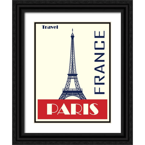 Travel Paris France Poster Black Ornate Wood Framed Art Print with Double Matting by Vintage Travel Posters