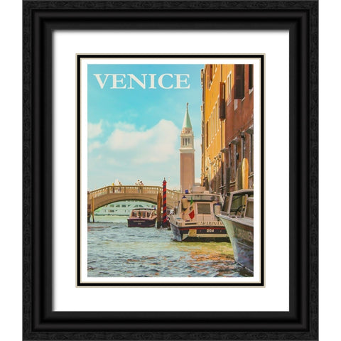 Venice Italy Poster Black Ornate Wood Framed Art Print with Double Matting by Vintage Travel Posters